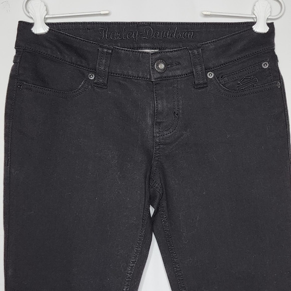 Harley Davidson Stretch Denim Jeans Black - Women's 6 P Petite - Picture 4 of 5